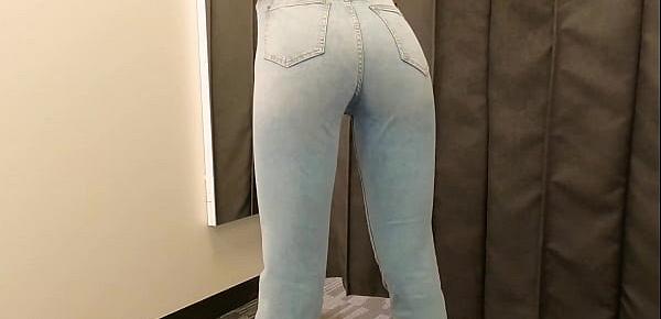  Fit girl try-on haul slim fit jeans, trousers. 4k